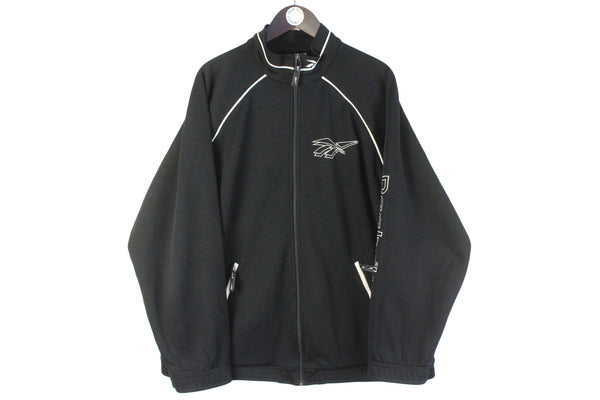 Vintage Reebok Track Jacket XLarge black full zip 90s retro sport style windbreaker big logo