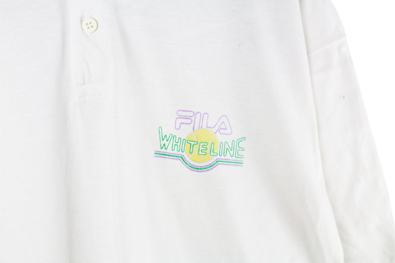 Vintage Fila White Line Polo T-Shirt Large