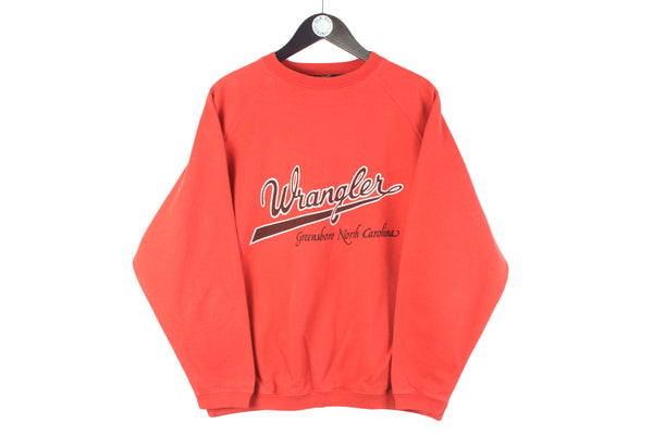 Vintage Wrangler Sweatshirt Small red big logo 90s retro crewneck sport jumper 