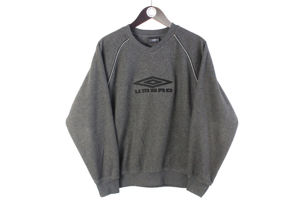 Vintage Umbro Sweatshirt Small gray 90s retro crewneck sport jumper UK style  Fleece Sweater