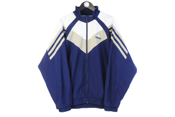 Vintage Adidas Track Jacket XLarge small logo full zip windbreaker 90s retro style classic 3 stripes jacket