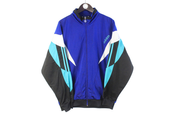 Vintage Adidas Track Jacket XLarge blue black 90s retro sport style windbreaker  small logo