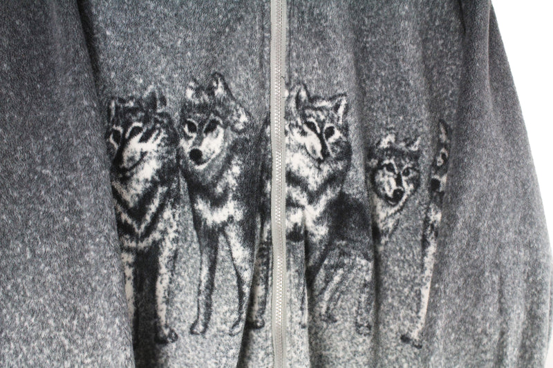 Vintage Wolf Fleece Full Zip Women's Large
