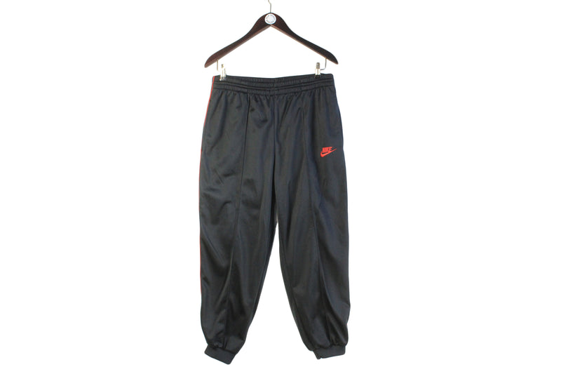 Vintage Nike Track Pants Navy Blue Nylon Sweatpants Baggy Fit