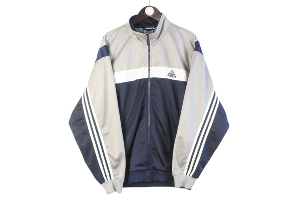Vintage Adidas Tracksuit XLarge gray blue 90s retro classic sport style suit track pants and jacket