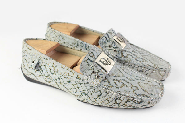 Vintage Dior Moccasins Women's 38 luxury 90s python leather style shoes pattern retro luxury Christian Dior