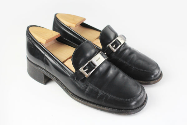 Vintage Prada Loafers Women's 37 luxury authentic leather streetwear shoes