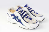 Vintage Asics Sneakers Women's US 7.5 white blue trainers 90s retro sport style shoes