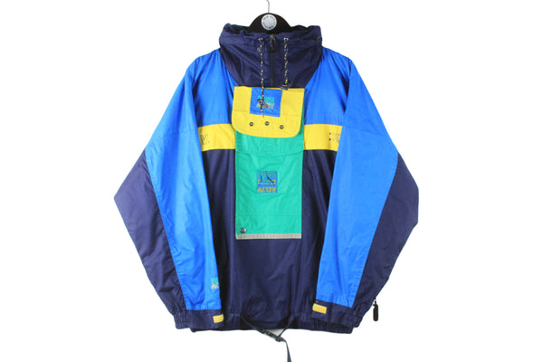 Vintage Puma Anorak Jacket multicolor blue 90s retro sport style streetwear windbreaker