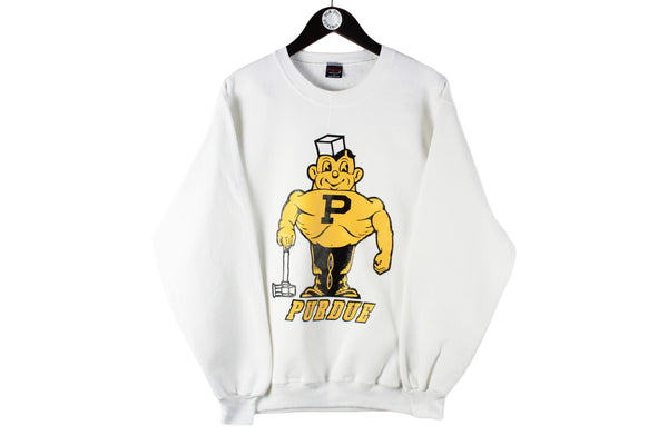 Vintage Purdue University Jansport Sweatshirt Large made in USA white crewneck 90s retro college sport jumper 