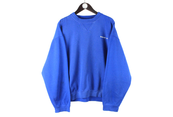 Vintage Reebok Sweatshirt Large blue 90s retro sport style pre-owned jumper crewneck pullover