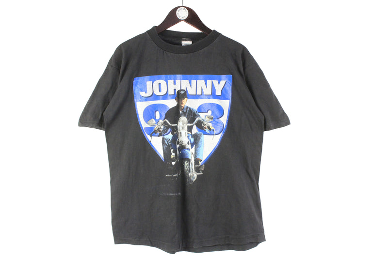 Vintage Johnny Hallyday 1993 T-Shirt Large merch music 90s retro rock USA style shirt