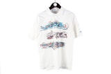 Vintage Adidas Polo T-Shirt Small abstract pattern 90s retro white sport style shirt tennis