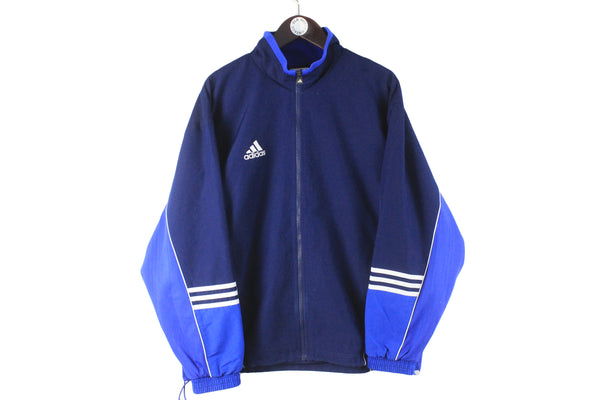Vintage Adidas Track Jacket Large blue full zip 90s retro sport style windbreaker