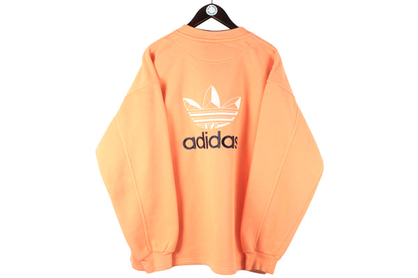 Vintage Adidas Bootleg Sweatshirt XLarge big logo orange 90s retro crewneck sport jumper embroidery big logo