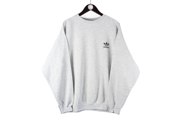 Vintage Adidas Sweatshirt XLarge gray small logo 90s retro sport style crewneck jumper gray