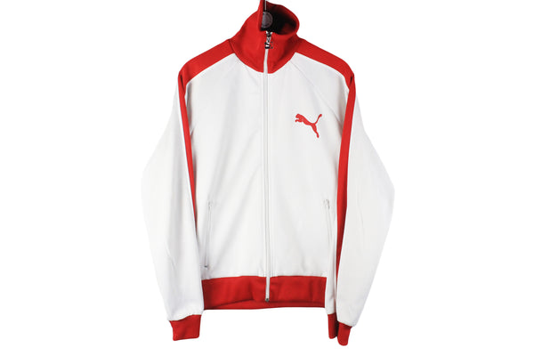 Vintage Puma Track Jacket Large white red 90s retro sport style classic windbreaker full zip cardigan white red