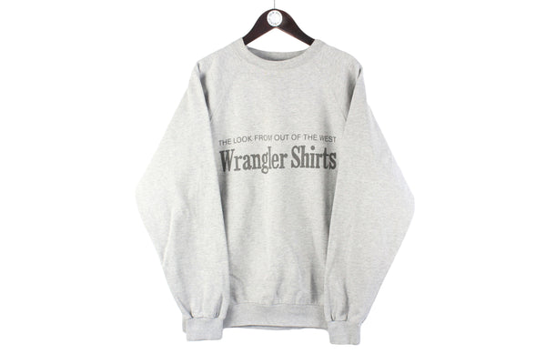 Vintage Wrangler Sweatshirt XLarge gray big logo 90s retro crewneck sport style USA jumper 