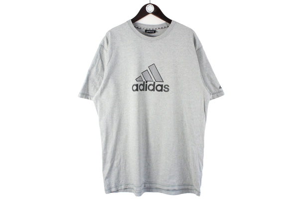 Vintage Adidas T-Shirt XXLarge gray big logo 90s retro sport style shirt
