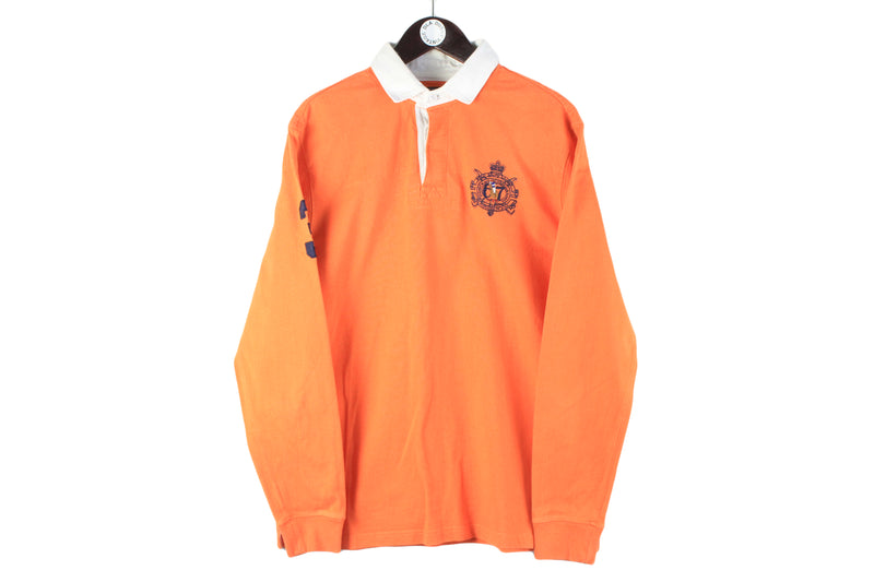 Vintage Polo by Ralph Lauren Rugby Shirt Large orange 90s retro collared shirt long sleeve t-shirt 