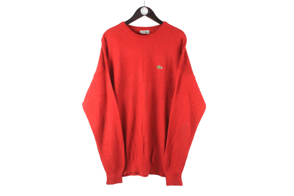 Vintage Lacoste Sweater XXLarge red 90s retro casual made in France pullover