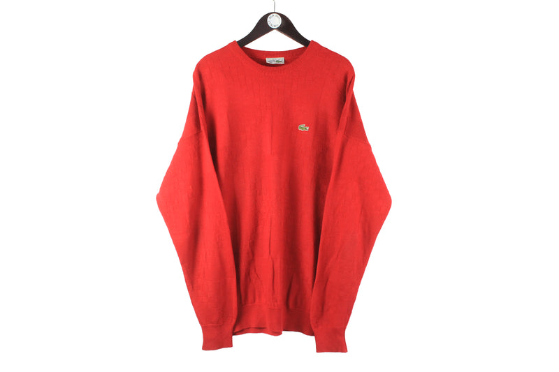 Vintage Lacoste Sweater XXLarge red 90s retro casual made in France pullover