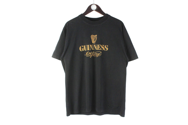 Vintage Guinness T-Shirt Large 00s authentic embroidery logo black oversized shirt