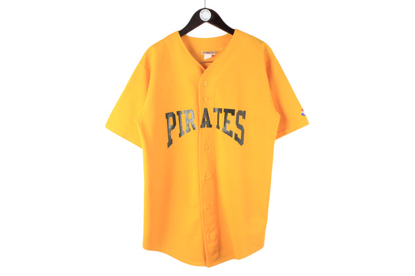 Vintage Pittsburgh Pirates Jersey T-Shirt Medium yellow big logo 90s retro MLB baseball shirt