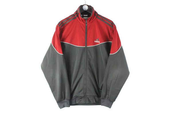 Vintage Adidas Track Jacket Medium red gray 90s retro sport style windbreaker 