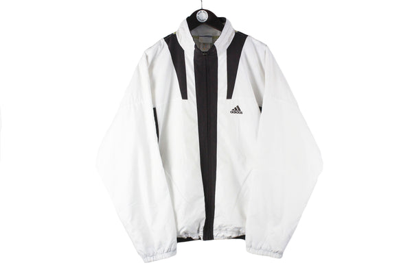 Vintage Adidas Track Jacket Large black white 90s retro sport style windbreaker 