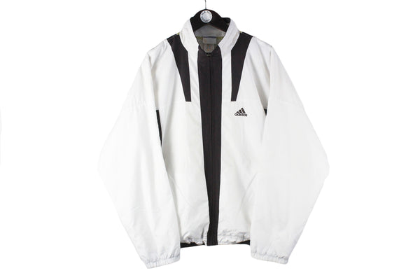 Vintage Adidas Track Jacket Large black white 90s retro sport style windbreaker 