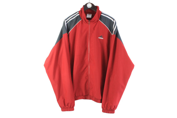 Vintage Adidas Tracksuit XXLarge red gray 90s retro sport style windbreaker athletic wear suit jacket and pants