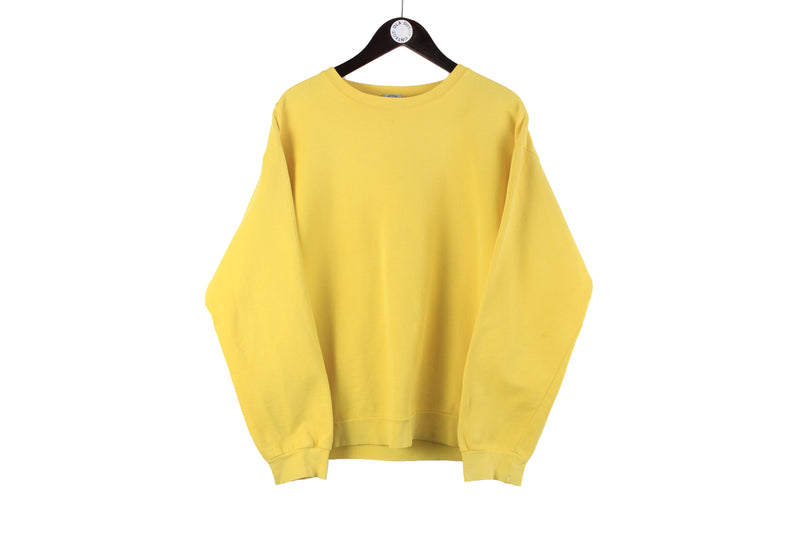 Vintage Hugo Boss Sweatshirt Large yellow crewneck 90s sport style jumper