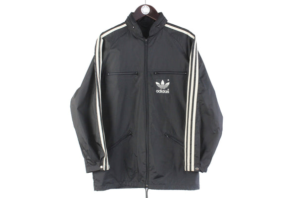 Vintage Adidas Jacket Small black 80s retro sport style classic windbreaker
