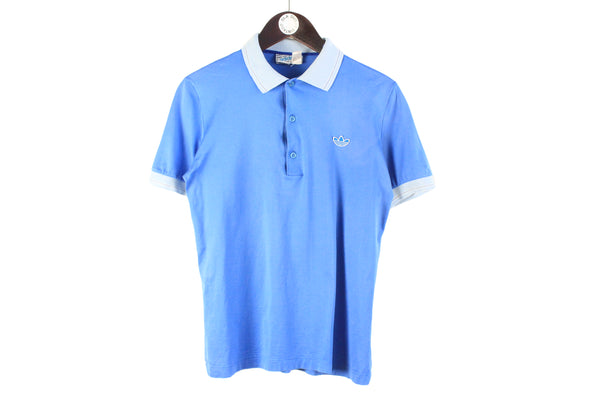 Vintage Adidas Polo T-Shirt Small 80s retro classic collared short sleeve blue shirt