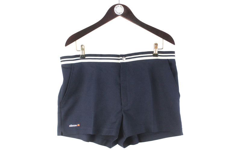 Vintage Ellesse Shorts XLarge made in Italy tennis navy blue 90s retro classic shorts summer vibe