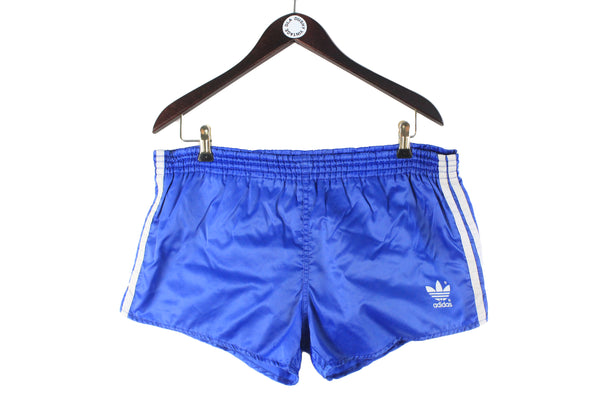 Vintage Adidas Shorts Medium blue 90s retro sport style polyester running classic 3 stripes shorts