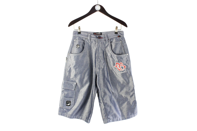 Vintage Fubu Shorts Medium hip hop 90s retro rap gray sport shorts