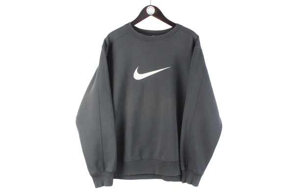 Vintage Nike Sweatshirt XLarge gray big logo swoosh 90s 00s retro sport jumper crewneck