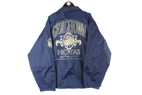 Vintage Hoyas Georgetown University Jacket XLarge navy blue sport windbreaker 90s big logo light wear 