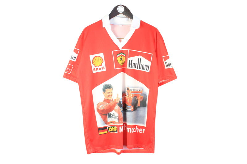 Vintage Ferrari Michael Schumacher T-Shirt Large racing style Formula 1 F1 team jersey shirt 90s sport wear