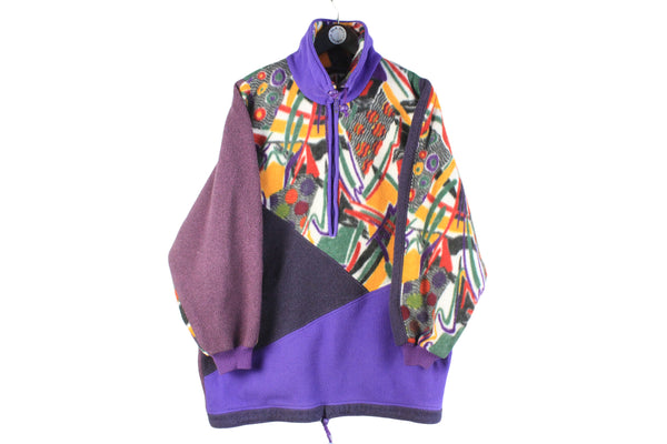 Vintage Fleece Half Zip Women’s XLarge abstract pattern ski style 90s winter non branded jumper sweater