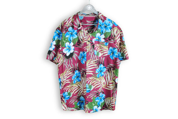 vintage hawaii shirt floral pattern red
