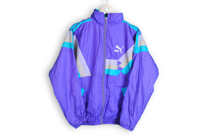 Vintage Puma Track Jacket  purple rare 90s windbreaker bright rave clothing