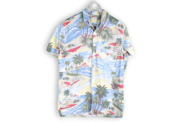 vintage hawaii shirt multicolor tropical pattern multicolor beach palm