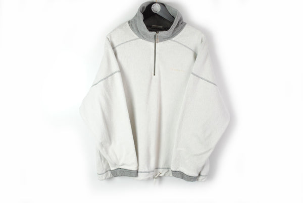 Vintage Reebok Fleece 1/4 Zip Medium white 90s sport sweater