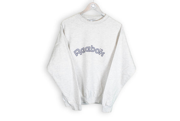 Vintage Reebok Sweatshirt Medium big logo gray 90s basic sport jumper