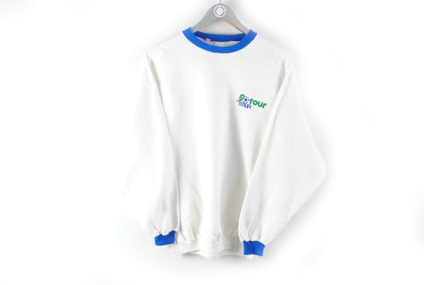 Vintage Italia Mondiale 1990 Tour Sweatshirt Medium white blue foorball national team retro 90s sport jumper