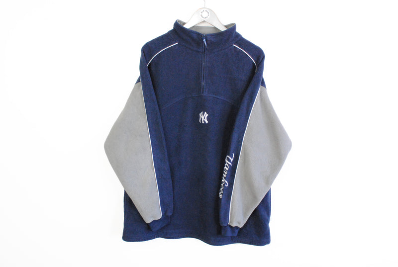 Vintage Lee Yankees Fleece Sweater Large / XLarge blue gray baseball team mlb retro sweater
