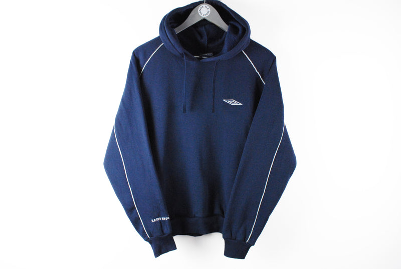 Vintage Umbro Hoodie Small navy blue small front logo hooded sweatshirt 90s